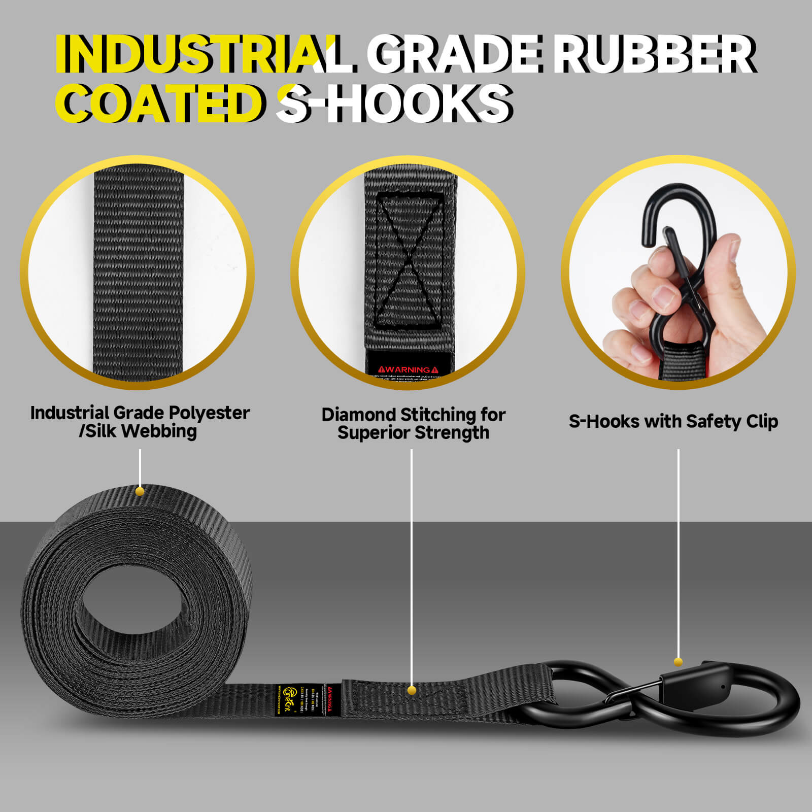 1" x 16' Ratchet Tie-Down Straps Kit (4-Pack)