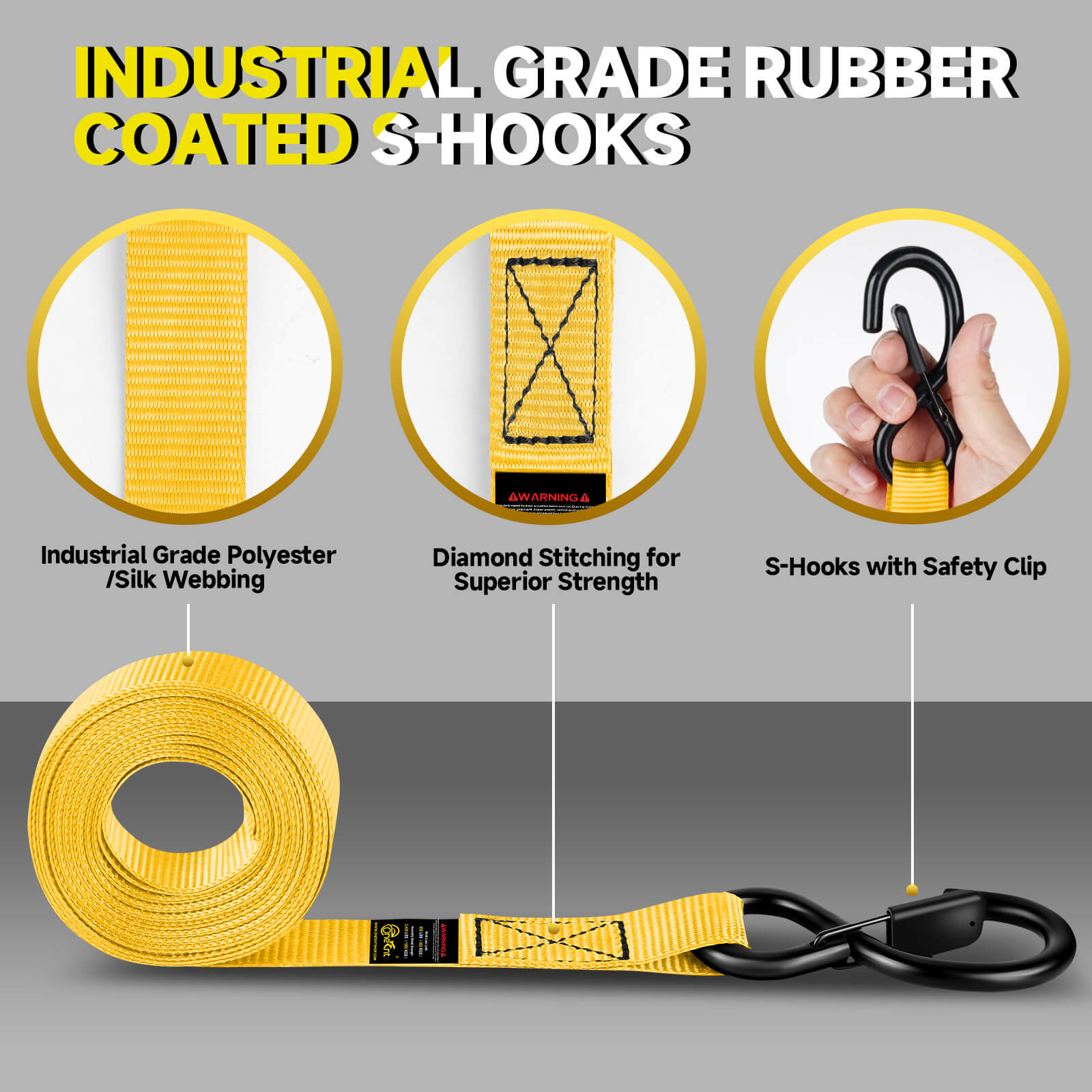 1" x 16' Ratchet Tie-Down Straps Kit (4-Pack)