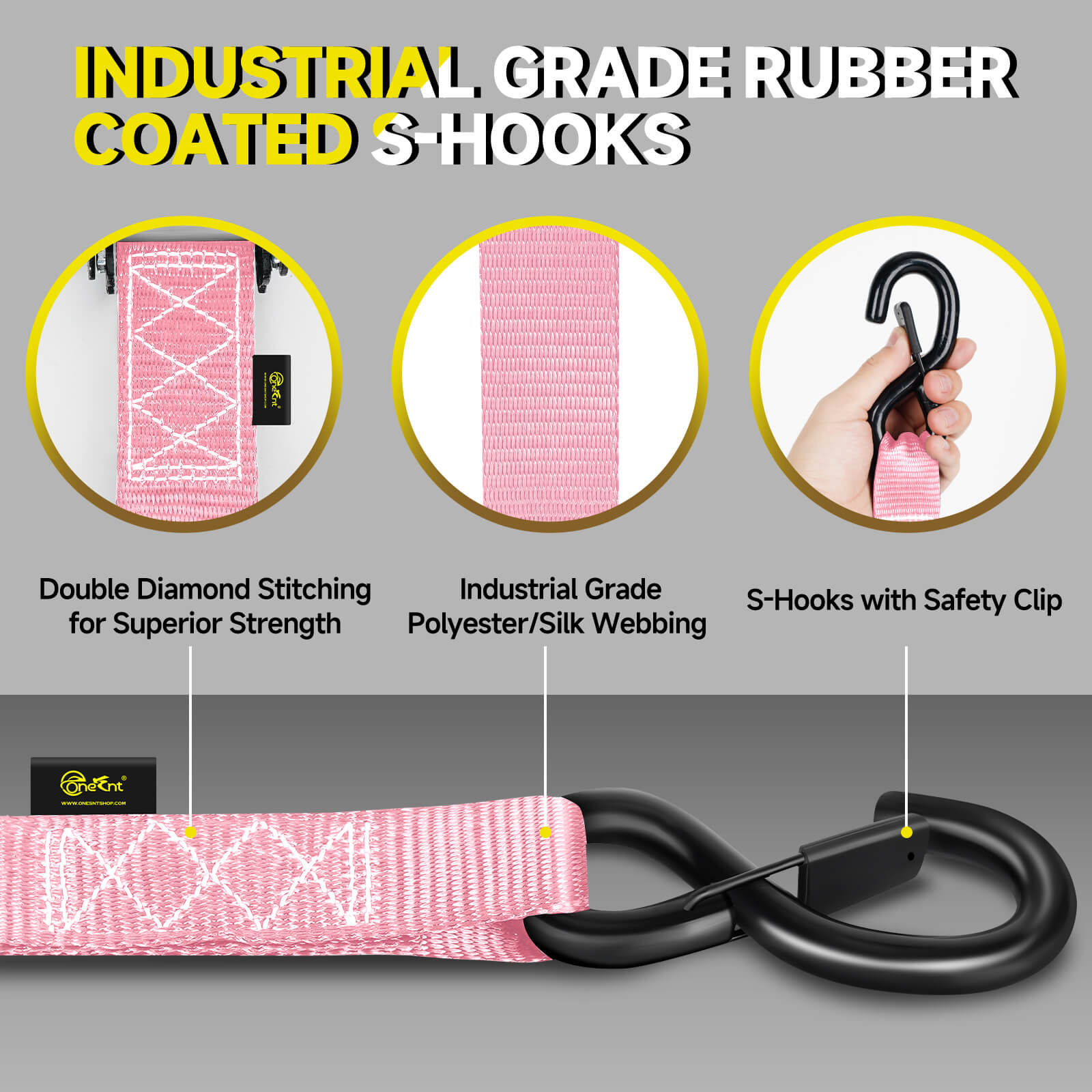 1.6" x 16' Ratchet Tie-Down Straps Kit (4-Pack)
