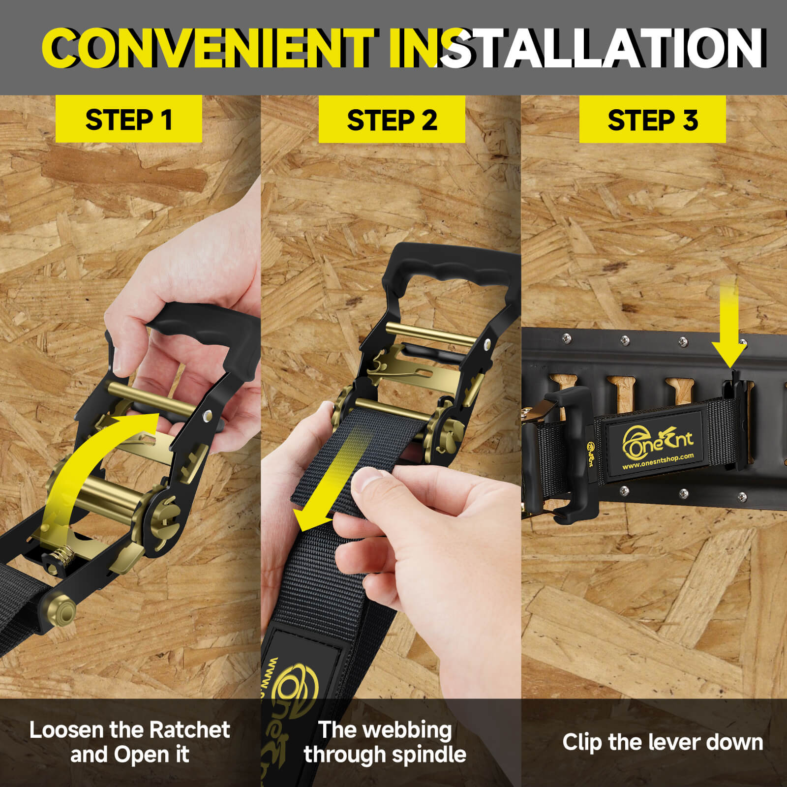 2" x 18' E-Track Ratchet Tie-Down Straps Kit (4-Pack)