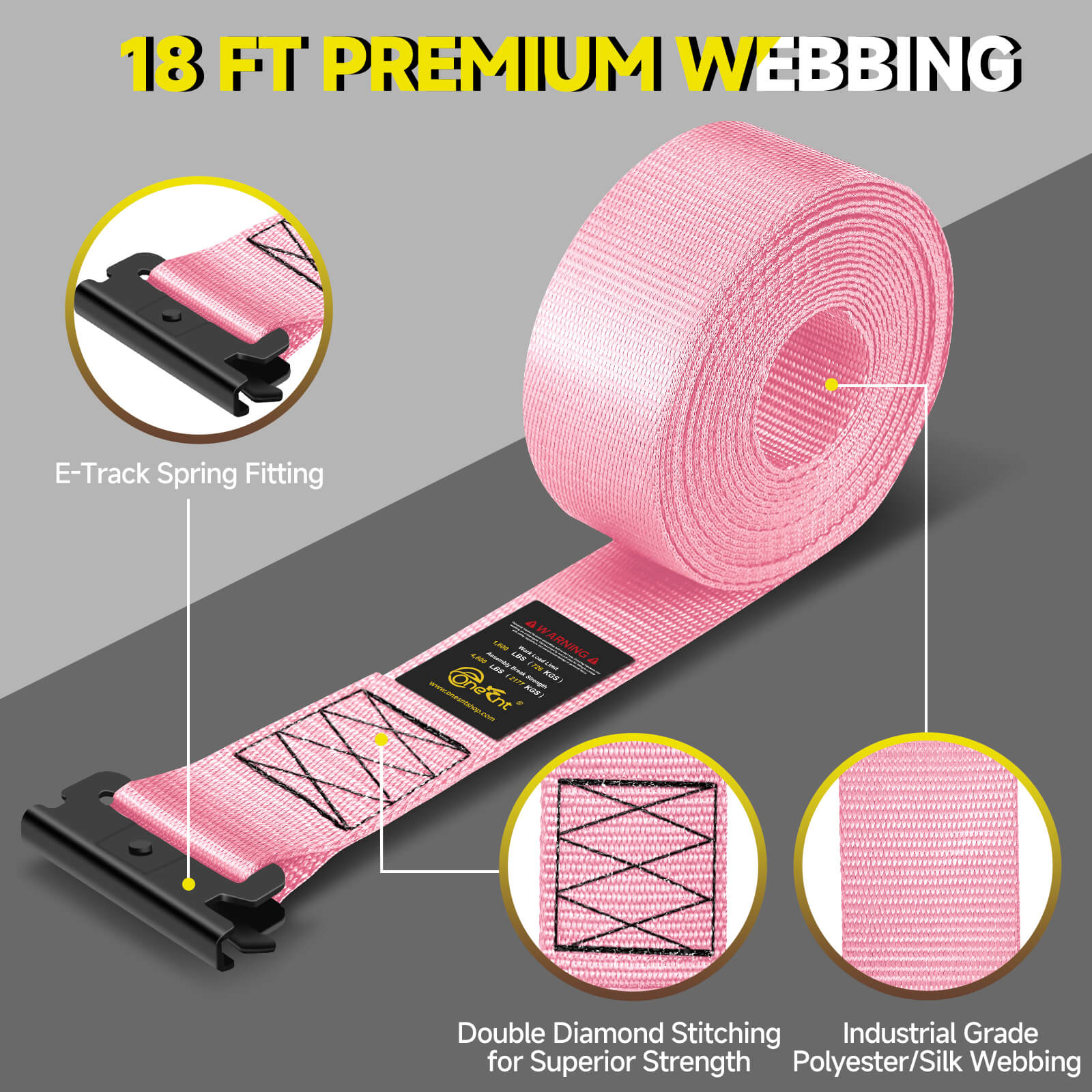 2" x 18' E-Track Ratchet Tie-Down Straps Kit (4-Pack)