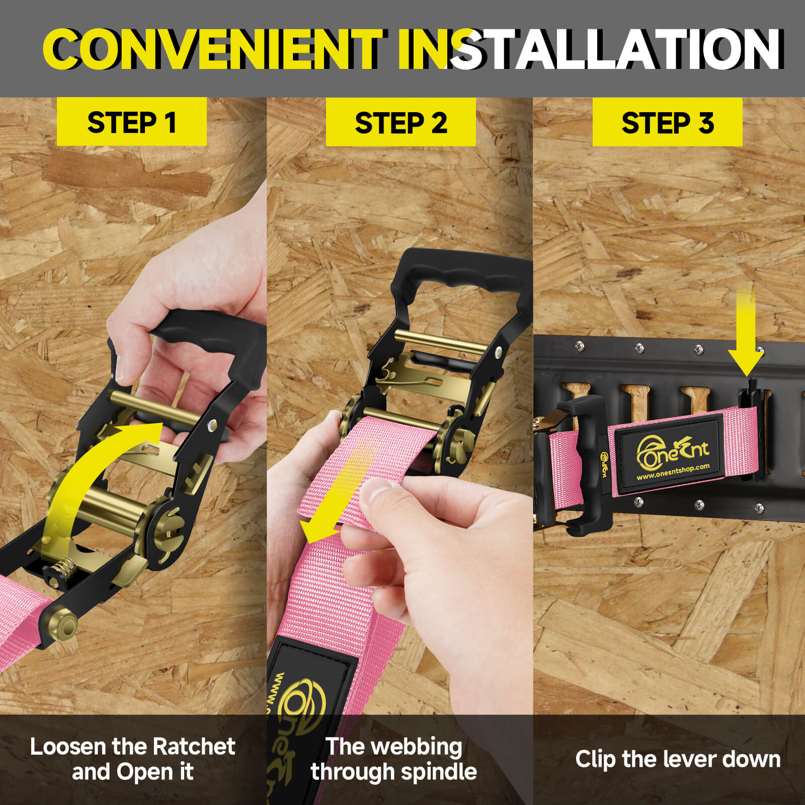 2" x 18' E-Track Ratchet Tie-Down Straps Kit (4-Pack)