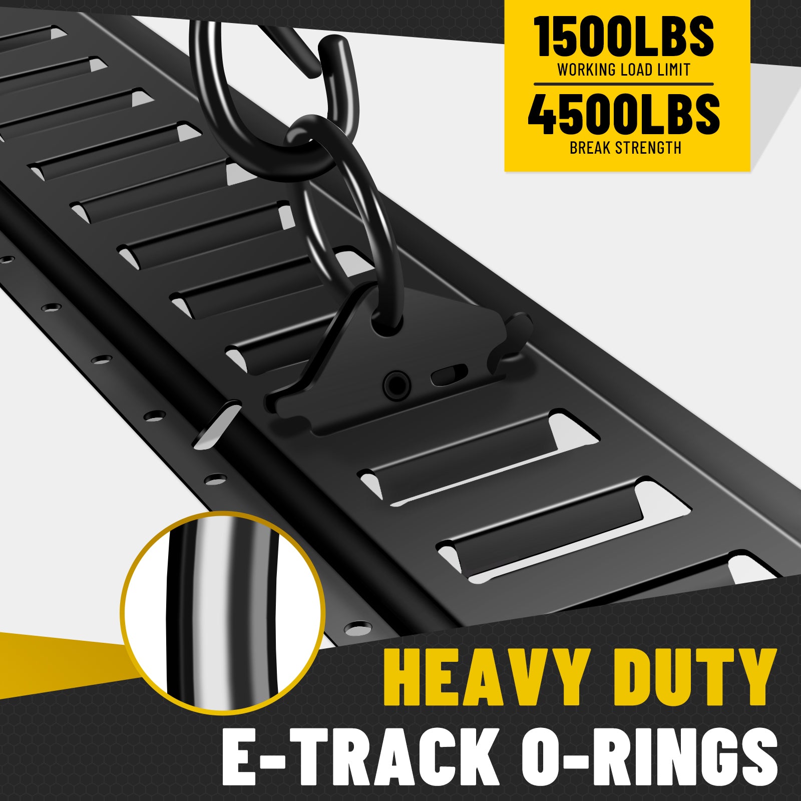 E-Track Tie-Down Rail Kit – Heavy-Duty (4) 5ft E-Track Rails, (4) 2" x 10' Ratchet Straps, 4 V-Ring Tie-Offs, 8 O-Ring Anchors & 8 End Caps for Cargo, Trailers, Trucks, Vans & Motorcycles