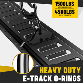 E-Track Tie-Down Rail Kit – Heavy-Duty (4) 5ft E-Track Rails, (4) 2" x 10' Ratchet Straps, 4 V-Ring Tie-Offs, 8 O-Ring Anchors & 8 End Caps for Cargo, Trailers, Trucks, Vans & Motorcycles