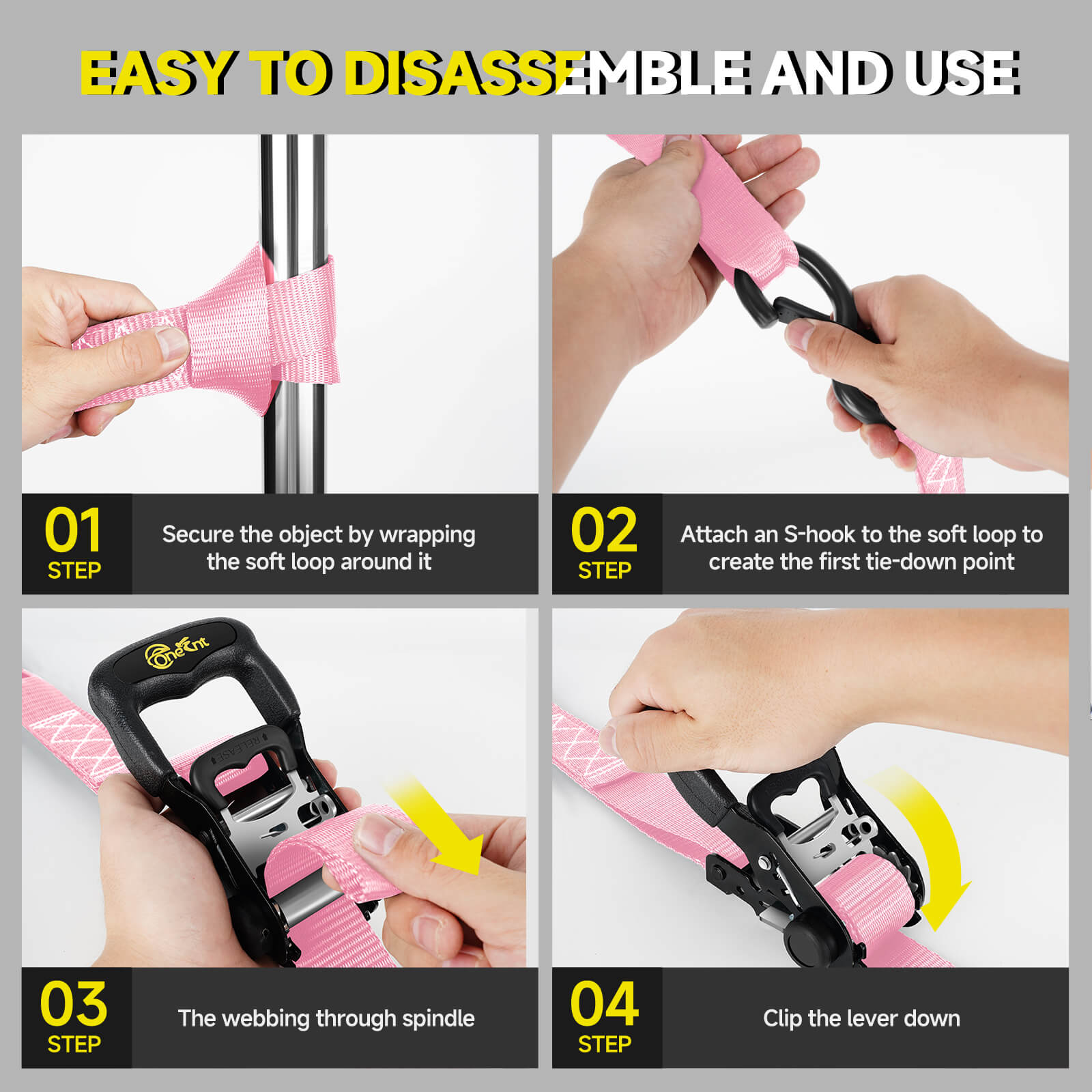 1.6" x 16' Ratchet Tie-Down Straps Kit (4-Pack)