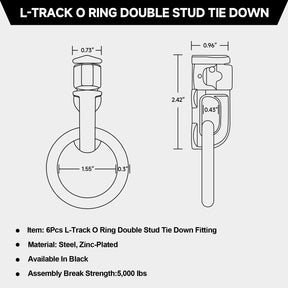 Cargo Equipment L-Track Blue Single Stud Fitting With Round Ring For Aircraft-Grade L-Track | U.S. Upfitters Cargo Equipment L-Track Blue Single Stud Fitting With Round Ring For Aircraft-Grade L-Track | U.S. Upfitters