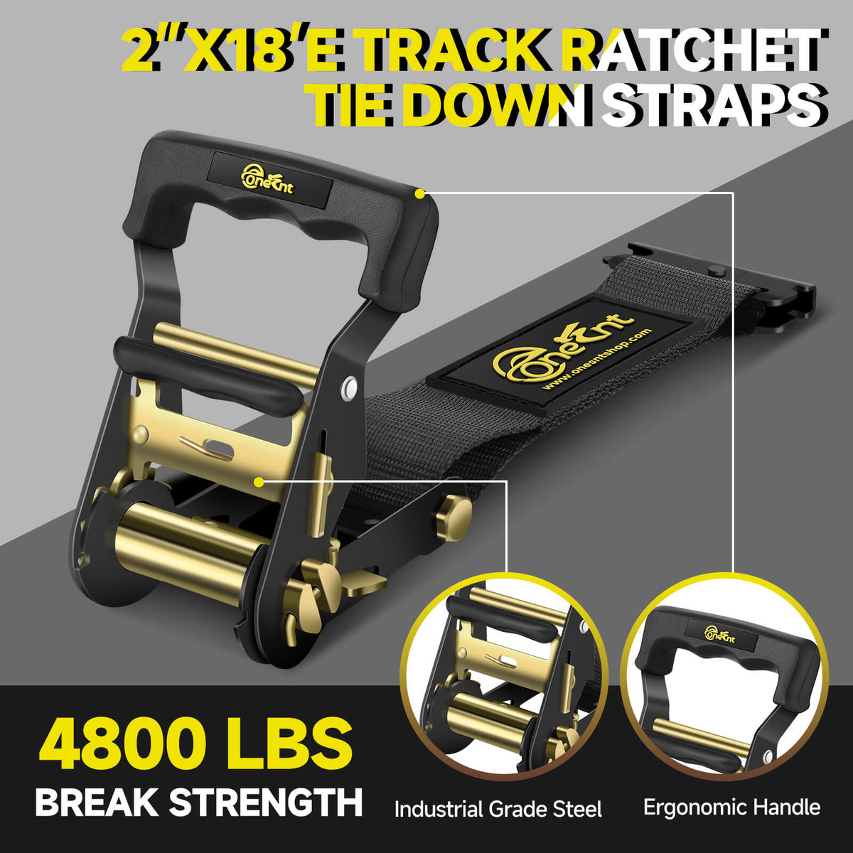 2" x 18' E-Track Ratchet Tie-Down Straps Kit (4-Pack)