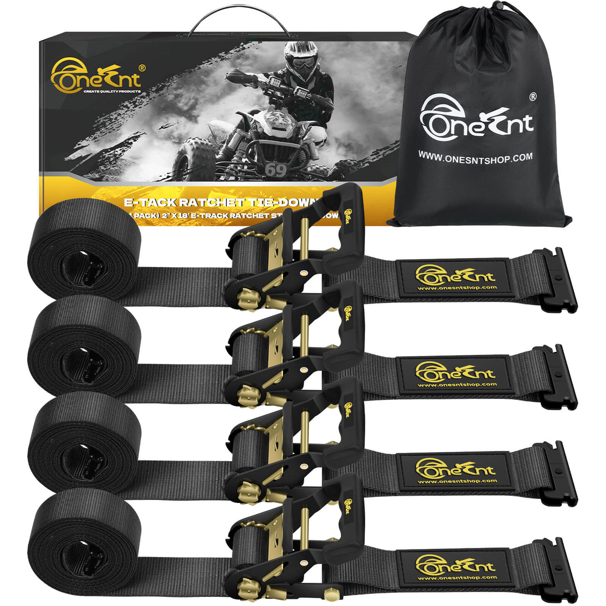 2" x 18' E-Track Ratchet Tie-Down Straps Kit (4-Pack)