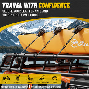 APEX Retractable Ratchet Straps (4-Pack) – 1 Inch x 10 Feet Auto Self Retracting Tie Down Straps, 1650LB Break Strength Heavy Duty Cargo Straps for Truck, Trailer, Motorcycle, ATV, UTV - Black