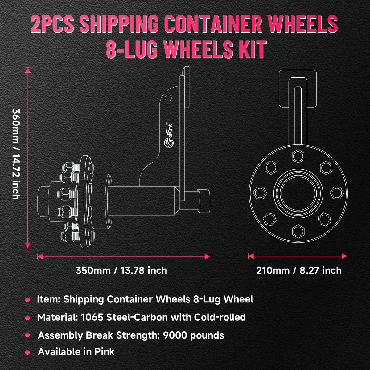 Shipping Container Wheels 8-Lug Wheels Kit (2-Pack)