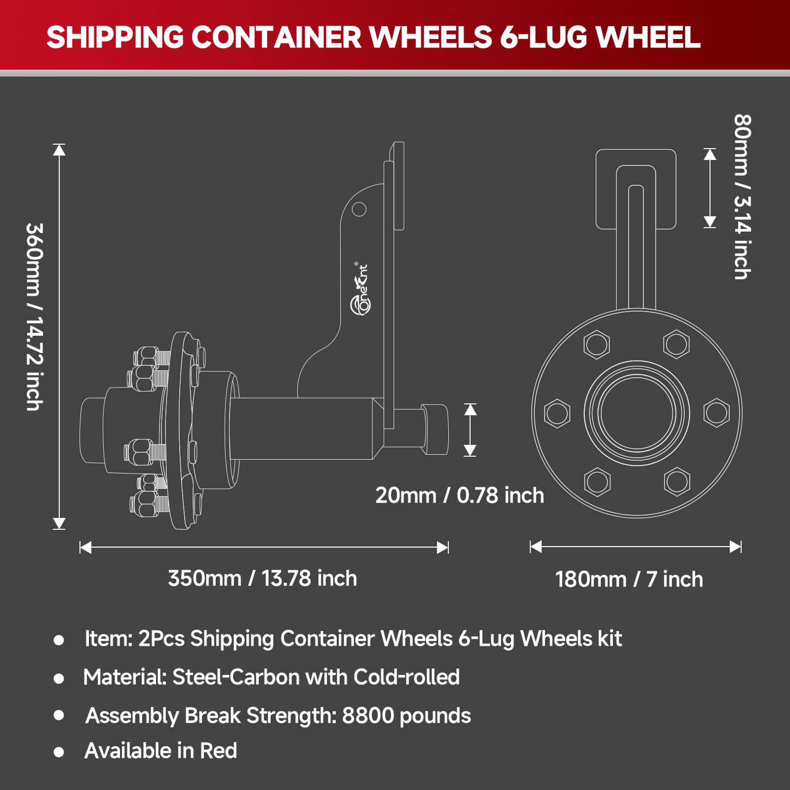 Shipping Container Wheels 6-Lug Wheels Kit (2-Pack)