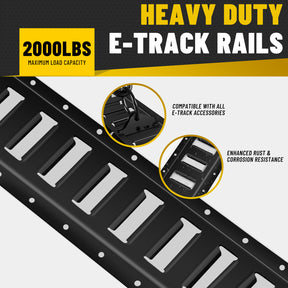 E-Track Tie-Down Rail Kit – Heavy-Duty (4) 5ft E-Track Rails, (4) 2" x 10' Ratchet Straps, 4 V-Ring Tie-Offs, 8 O-Ring Anchors & 8 End Caps for Cargo, Trailers, Trucks, Vans & Motorcycles